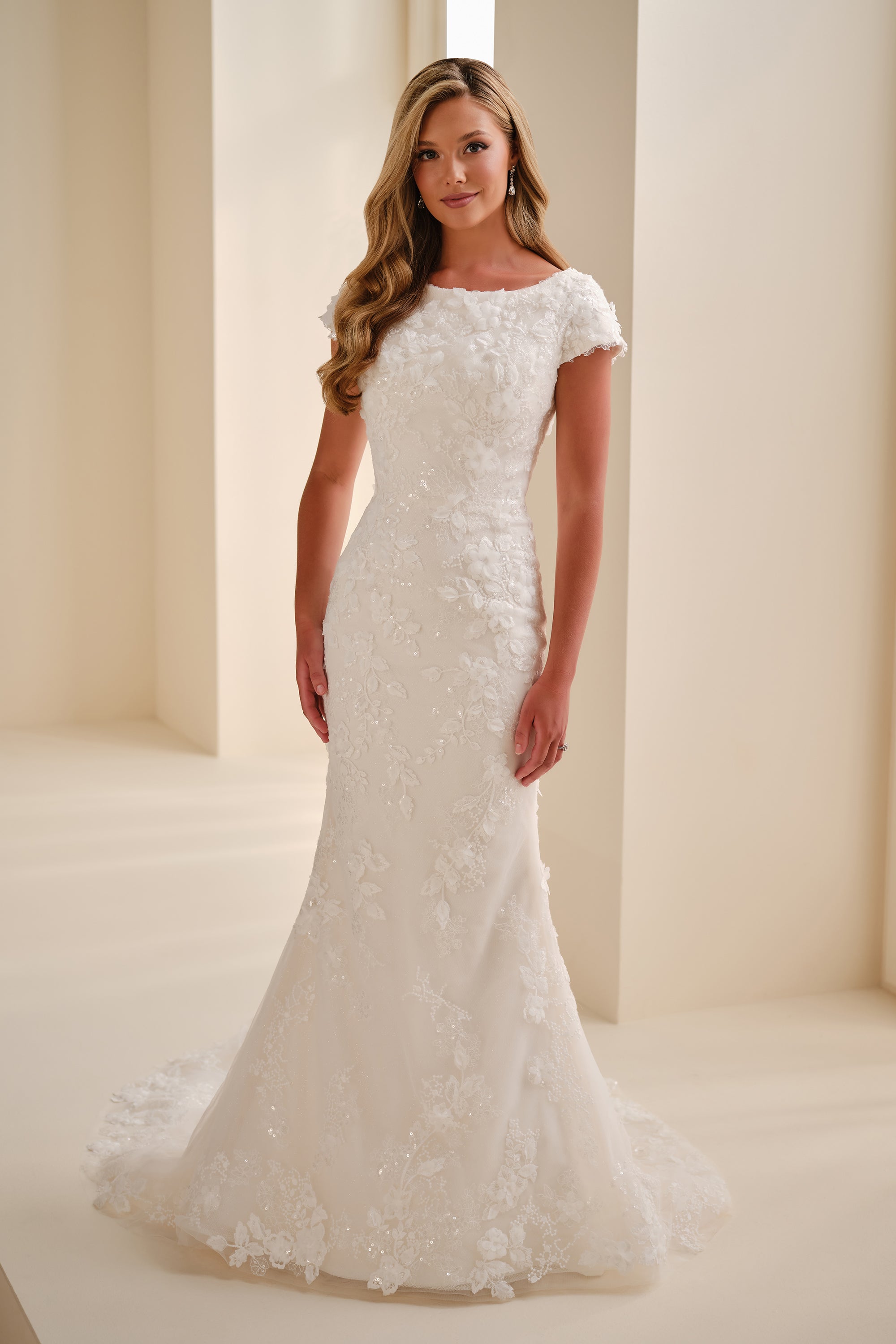 Modest Wedding Gown | MOD345 | Sweetheart Bridal 0 / Ivory/Petal